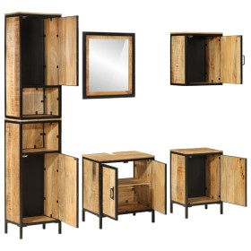 vidaXL 5-tlg. Badmöbel-Set Eisen und Massivholz Mango
