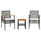 vidaXL 3-tlg. Bistro-Set mit Kissen Schwarz Poly Rattan Akazienholz vidaXL 3-tlg. Bistro-Set mit Kissen Schwarz Poly Rattan Akazienholz