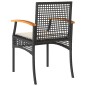 vidaXL 3-tlg. Bistro-Set mit Kissen Schwarz Poly Rattan Akazienholz vidaXL 3-tlg. Bistro-Set mit Kissen Schwarz Poly Rattan Akazienholz