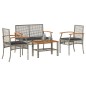 vidaXL 4-tlg. Garten-Lounge-Set mit Kissen Grau Poly Rattan vidaXL 4-tlg. Garten-Lounge-Set mit Kissen Grau Poly Rattan