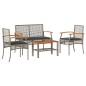 vidaXL 4-tlg. Garten-Lounge-Set mit Kissen Grau Poly Rattan vidaXL 4-tlg. Garten-Lounge-Set mit Kissen Grau Poly Rattan