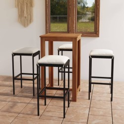 5-tlg. Gartenbar-Set mit Kissen Schwarz