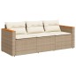 vidaXL Gartensofa mit Kissen 3-Sitzer Beige Poly Rattan vidaXL Gartensofa mit Kissen 3-Sitzer Beige Poly Rattan