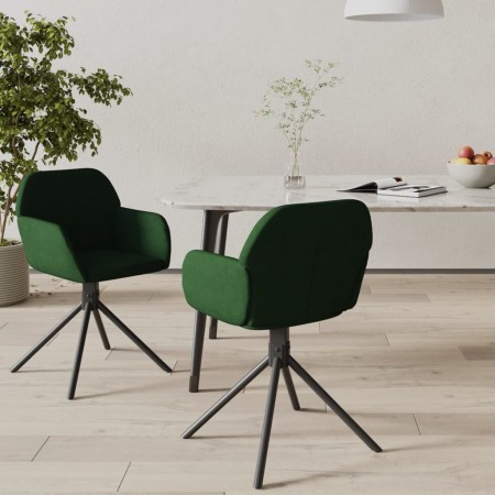 vidaXL Esszimmerstühle 2 Stk. Drehbar Dunkelgrün Samt