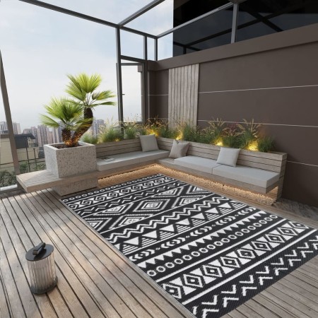 vidaXL Outdoor-Teppich Schwarz 140x200 cm PP