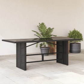 vidaXL Gartentisch mit Glasplatte Schwarz 190x80x74 cm Poly Rattan