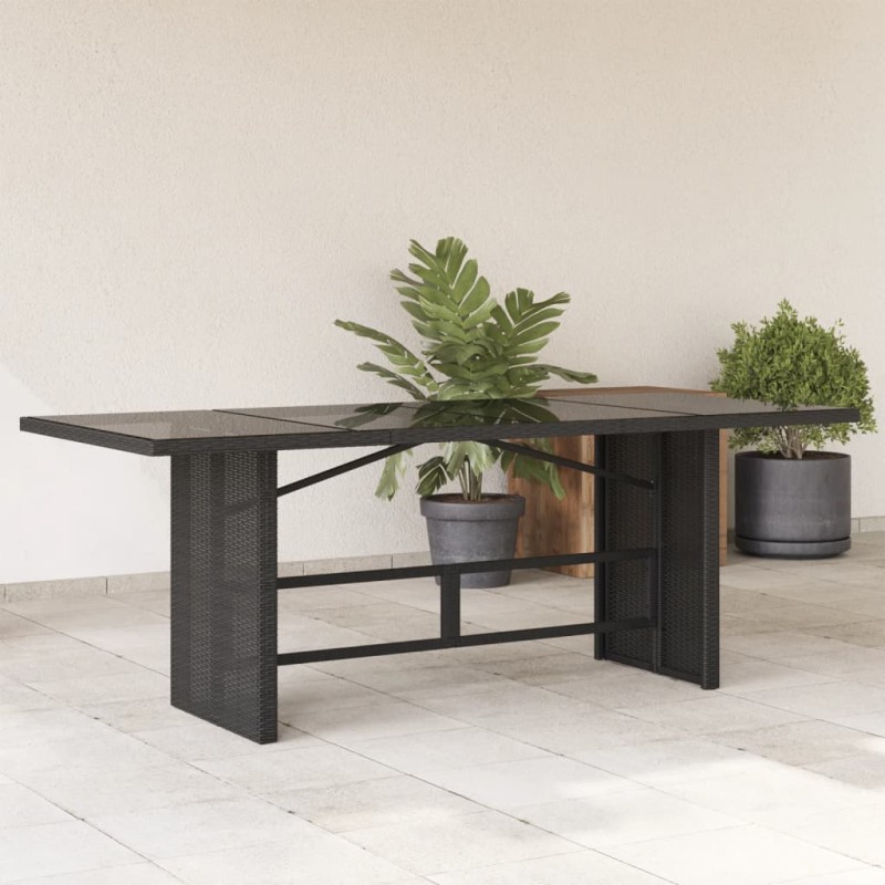 vidaXL Gartentisch mit Glasplatte Schwarz 190x80x74 cm Poly Rattan vidaXL Gartentisch mit Glasplatte Schwarz 190x80x74 cm Poly Rattan