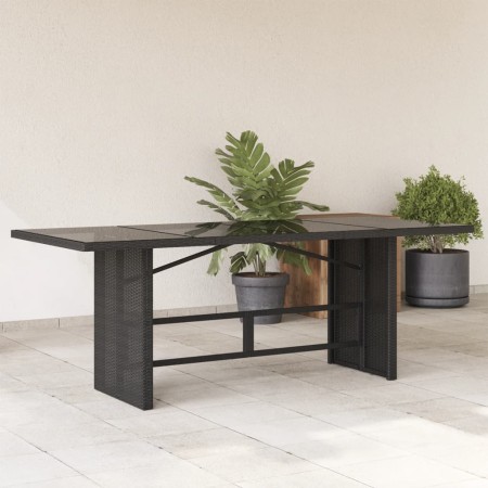 vidaXL Gartentisch mit Glasplatte Schwarz 190x80x74 cm Poly Rattan