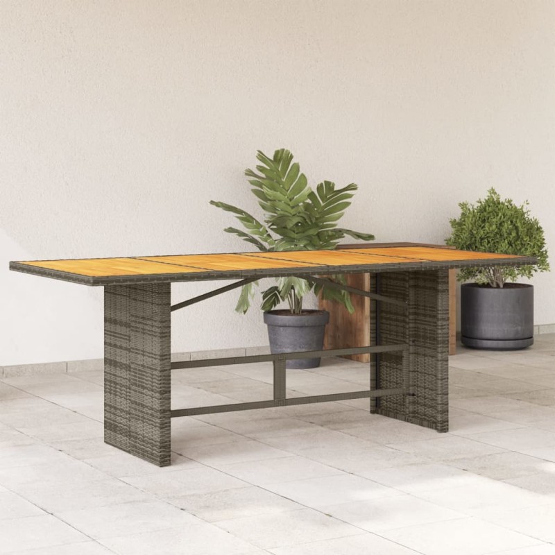 vidaXL Gartentisch mit Akazienholz-Platte Grau 190x80x74cm Poly Rattan vidaXL Gartentisch mit Akazienholz-Platte Grau 190x80x74cm Poly Rattan