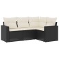 vidaXL 4-tlg. Garten-Sofagarnitur mit Kissen Schwarz Poly Rattan
