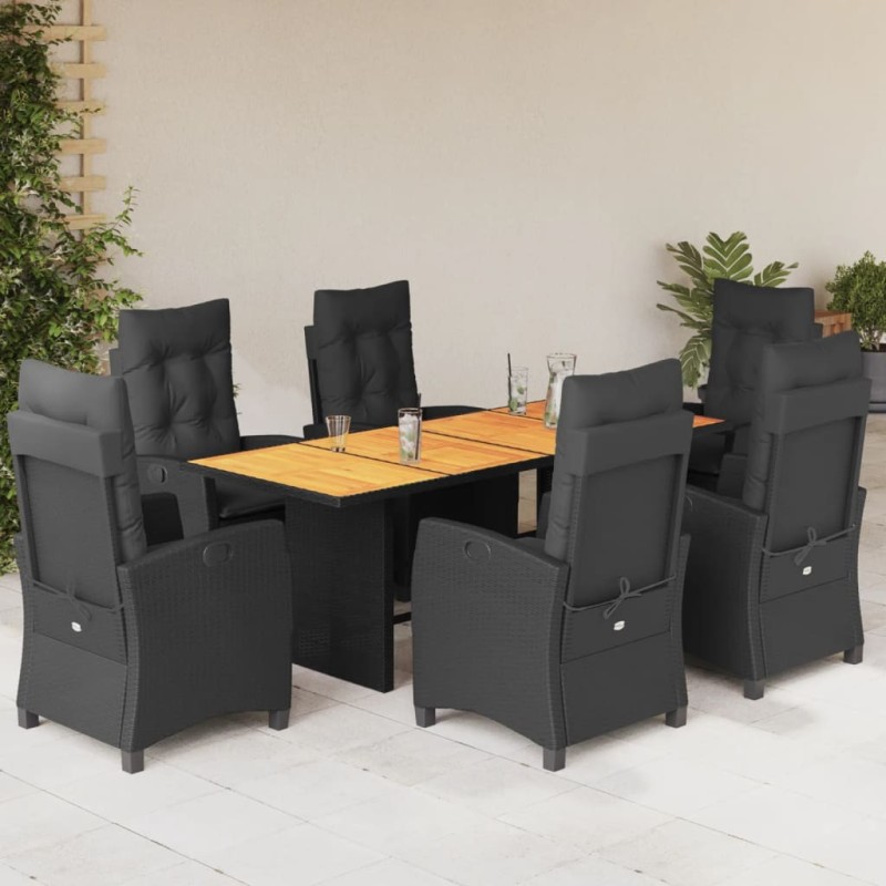 vidaXL 7-tlg. Garten-Essgruppe mit Kissen Schwarz Poly Rattan vidaXL 7-tlg. Garten-Essgruppe mit Kissen Schwarz Poly Rattan