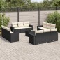vidaXL 13-tlg. Garten-Sofagarnitur mit Kissen Schwarz Poly Rattan vidaXL 13-tlg. Garten-Sofagarnitur mit Kissen Schwarz Poly Rattan