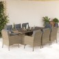 vidaXL 9-tlg. Garten-Essgruppe mit Kissen Beige Poly Rattan vidaXL 9-tlg. Garten-Essgruppe mit Kissen Beige Poly Rattan