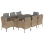 vidaXL 9-tlg. Garten-Essgruppe mit Kissen Beige Poly Rattan vidaXL 9-tlg. Garten-Essgruppe mit Kissen Beige Poly Rattan