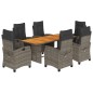 vidaXL 7-tlg. Garten-Essgruppe mit Kissen Grau Poly Rattan vidaXL 7-tlg. Garten-Essgruppe mit Kissen Grau Poly Rattan