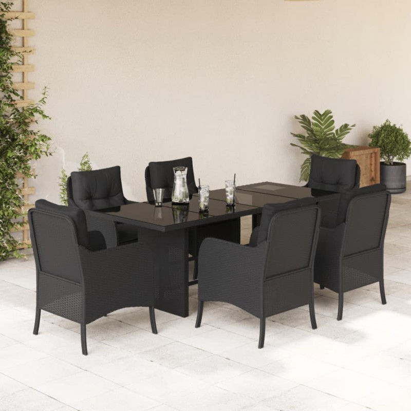 vidaXL 7-tlg. Garten-Essgruppe mit Kissen Schwarz Poly Rattan vidaXL 7-tlg. Garten-Essgruppe mit Kissen Schwarz Poly Rattan