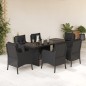 vidaXL 7-tlg. Garten-Essgruppe mit Kissen Schwarz Poly Rattan vidaXL 7-tlg. Garten-Essgruppe mit Kissen Schwarz Poly Rattan