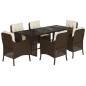 vidaXL 7-tlg. Garten-Essgruppe mit Kissen Braun Poly Rattan vidaXL 7-tlg. Garten-Essgruppe mit Kissen Braun Poly Rattan