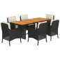 vidaXL 7-tlg. Garten-Essgruppe mit Kissen Schwarz Poly Rattan vidaXL 7-tlg. Garten-Essgruppe mit Kissen Schwarz Poly Rattan