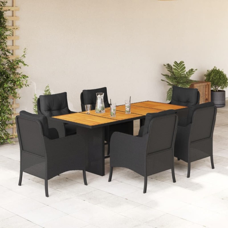 vidaXL 7-tlg. Garten-Essgruppe mit Kissen Schwarz Poly Rattan vidaXL 7-tlg. Garten-Essgruppe mit Kissen Schwarz Poly Rattan