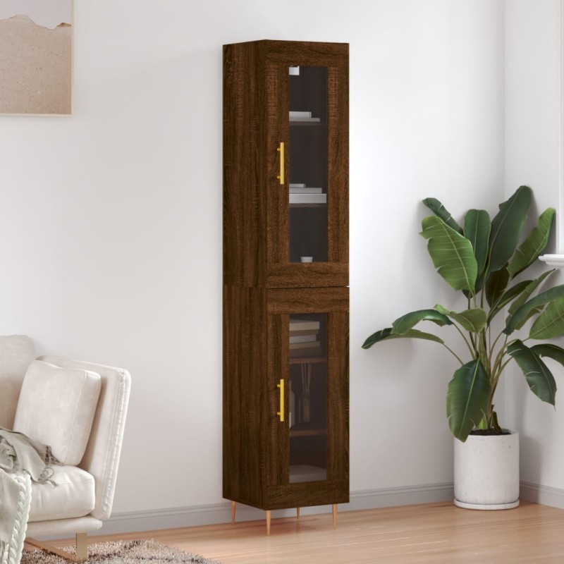 vidaXL Highboard Braun Eichen-Optik 34,5x34x180 cm Holzwerkstoff vidaXL Highboard Braun Eichen-Optik 34,5x34x180 cm Holzwerkstoff