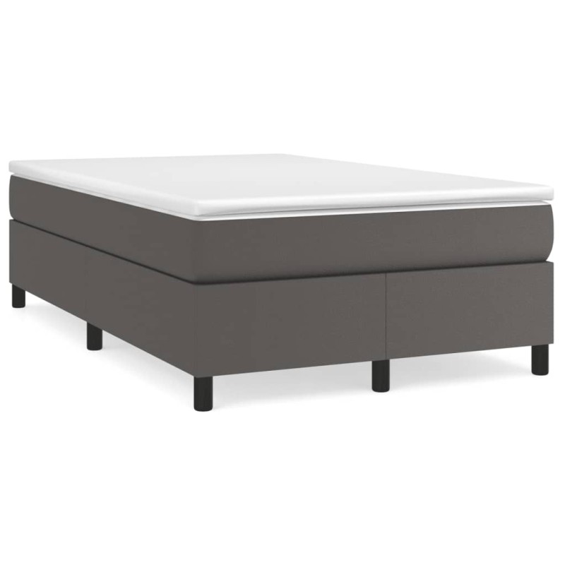 vidaXL Boxspringbett mit Matratze Grau 120x190 cm Kunstleder vidaXL Boxspringbett mit Matratze Grau 120x190 cm Kunstleder