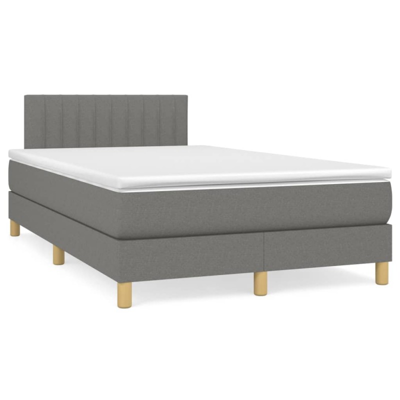 vidaXL Boxspringbett mit Matratze & LED Dunkelgrau 120x190 cm Stoff vidaXL Boxspringbett mit Matratze & LED Dunkelgrau 120x190 cm Stoff