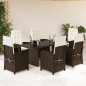 vidaXL 7-tlg. Garten-Essgruppe mit Kissen Braun Poly Rattan vidaXL 7-tlg. Garten-Essgruppe mit Kissen Braun Poly Rattan