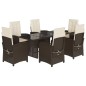 vidaXL 7-tlg. Garten-Essgruppe mit Kissen Braun Poly Rattan vidaXL 7-tlg. Garten-Essgruppe mit Kissen Braun Poly Rattan