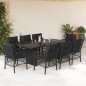 vidaXL 9-tlg. Garten-Essgruppe mit Kissen Schwarz Poly Rattan vidaXL 9-tlg. Garten-Essgruppe mit Kissen Schwarz Poly Rattan