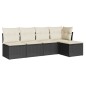vidaXL 5-tlg. Garten-Sofagarnitur mit Kissen Schwarz Poly Rattan vidaXL 5-tlg. Garten-Sofagarnitur mit Kissen Schwarz Poly Rattan