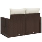 vidaXL Gartensofa mit Kissen 2-Sitzer Braun Poly Rattan vidaXL Gartensofa mit Kissen 2-Sitzer Braun Poly Rattan