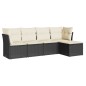 vidaXL 5-tlg. Garten-Sofagarnitur mit Kissen Schwarz Poly Rattan vidaXL 5-tlg. Garten-Sofagarnitur mit Kissen Schwarz Poly Rattan