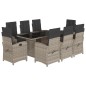 vidaXL 9-tlg. Garten-Essgruppe mit Kissen Hellgrau Poly Rattan vidaXL 9-tlg. Garten-Essgruppe mit Kissen Hellgrau Poly Rattan