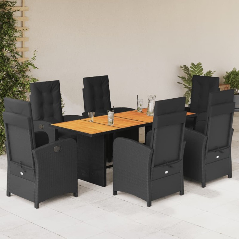 vidaXL 7-tlg. Garten-Essgruppe mit Kissen Schwarz Poly Rattan vidaXL 7-tlg. Garten-Essgruppe mit Kissen Schwarz Poly Rattan