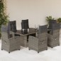 vidaXL 7-tlg. Garten-Essgruppe mit Kissen Grau Poly Rattan vidaXL 7-tlg. Garten-Essgruppe mit Kissen Grau Poly Rattan