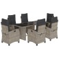 vidaXL 7-tlg. Garten-Essgruppe mit Kissen Grau Poly Rattan vidaXL 7-tlg. Garten-Essgruppe mit Kissen Grau Poly Rattan