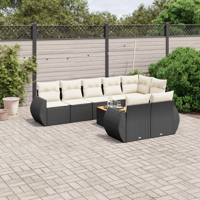 vidaXL 9-tlg. Garten-Sofagarnitur mit Kissen Schwarz Poly Rattan vidaXL 9-tlg. Garten-Sofagarnitur mit Kissen Schwarz Poly Rattan
