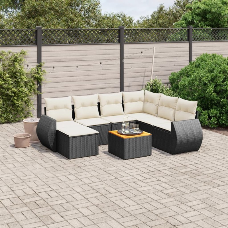 vidaXL 8-tlg. Garten-Sofagarnitur mit Kissen Schwarz Poly Rattan vidaXL 8-tlg. Garten-Sofagarnitur mit Kissen Schwarz Poly Rattan
