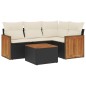 vidaXL 5-tlg. Garten-Sofagarnitur mit Kissen Schwarz Poly Rattan vidaXL 5-tlg. Garten-Sofagarnitur mit Kissen Schwarz Poly Rattan