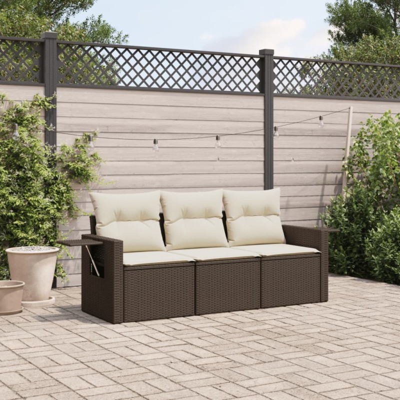 vidaXL 3-tlg. Garten-Sofagarnitur mit Kissen Braun Poly Rattan vidaXL 3-tlg. Garten-Sofagarnitur mit Kissen Braun Poly Rattan