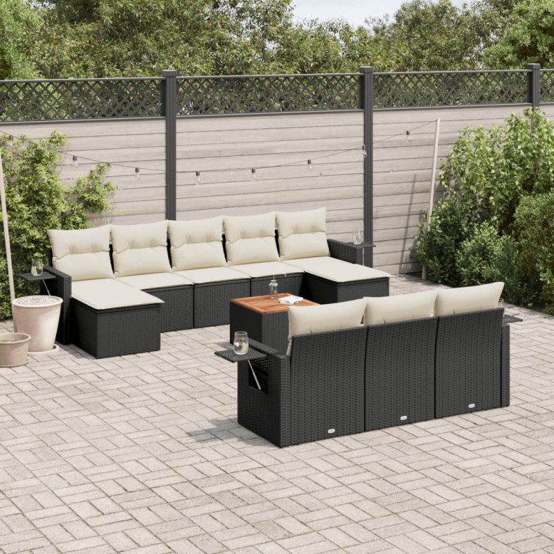 vidaXL 11-tlg. Garten-Sofagarnitur mit Kissen Schwarz Poly Rattan vidaXL 11-tlg. Garten-Sofagarnitur mit Kissen Schwarz Poly Rattan