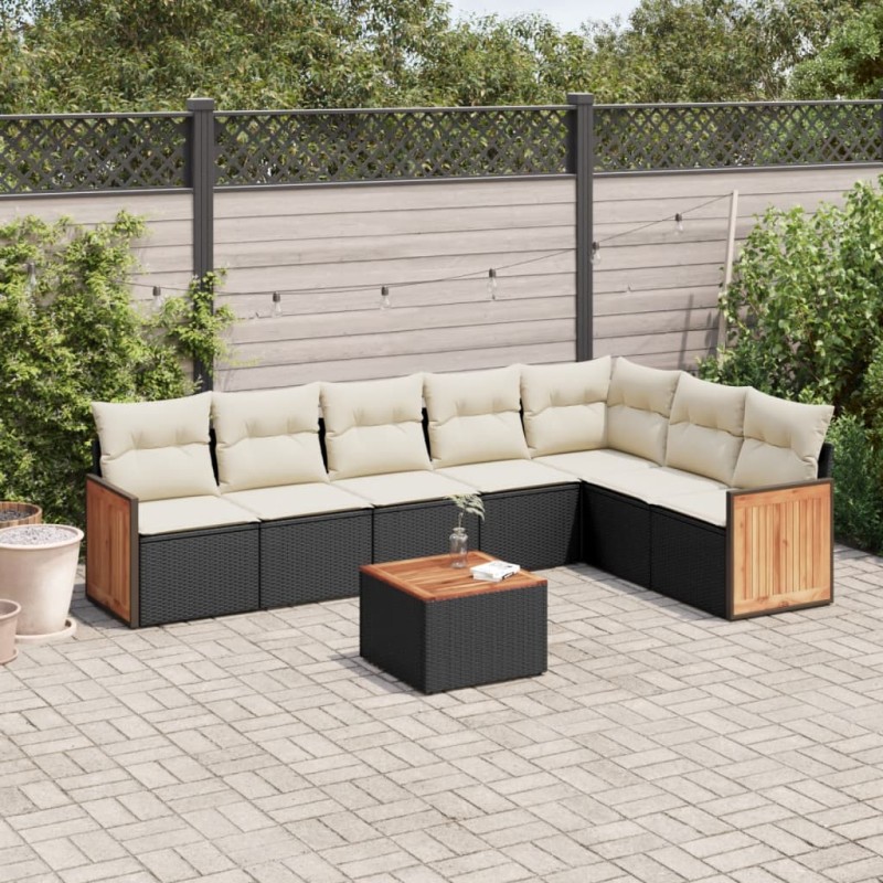 vidaXL 8-tlg. Garten-Sofagarnitur mit Kissen Schwarz Poly Rattan vidaXL 8-tlg. Garten-Sofagarnitur mit Kissen Schwarz Poly Rattan