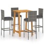 vidaXL 5-tlg. Gartenbar-Set mit Kissen Grau vidaXL 5-tlg. Gartenbar-Set mit Kissen Grau