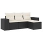 vidaXL 4-tlg. Garten-Sofagarnitur mit Kissen Schwarz Poly Rattan vidaXL 4-tlg. Garten-Sofagarnitur mit Kissen Schwarz Poly Rattan
