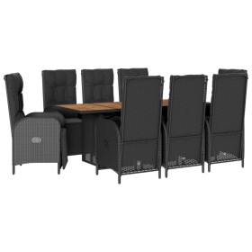 vidaXL 9-tlg. Garten-Essgruppe mit Kissen Schwarz Poly Rattan
