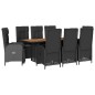vidaXL 9-tlg. Garten-Essgruppe mit Kissen Schwarz Poly Rattan vidaXL 9-tlg. Garten-Essgruppe mit Kissen Schwarz Poly Rattan
