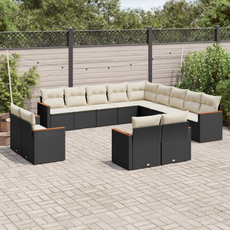 vidaXL 13-tlg. Garten-Sofagarnitur mit Kissen Schwarz Poly Rattan vidaXL 13-tlg. Garten-Sofagarnitur mit Kissen Schwarz Poly Rattan
