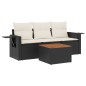 vidaXL 4-tlg. Garten-Sofagarnitur mit Kissen Schwarz Poly Rattan vidaXL 4-tlg. Garten-Sofagarnitur mit Kissen Schwarz Poly Rattan