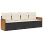 vidaXL 4-tlg. Garten-Sofagarnitur mit Kissen Schwarz Poly Rattan vidaXL 4-tlg. Garten-Sofagarnitur mit Kissen Schwarz Poly Rattan